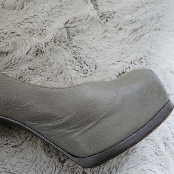 YVES SAINT LAURENT LEATHER GRAY PLATFORM HEEL SIZE 36 (6) - Picture 12 of 14